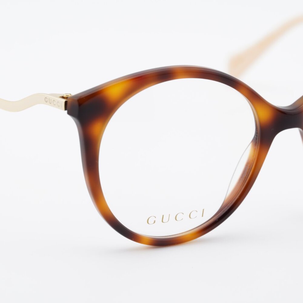 Gucci GG1009O 001 Eyeglasses Havana/Gold 52mm Round Frame - Picture 2 of 12